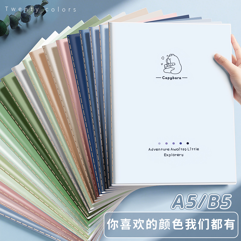 2025新款20色高颜值森系简约笔记本子ins风软面抄b5大学生大号软抄本a5学生加厚缝线本初中高中生专用缝线本