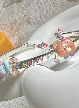 熊熊手镯女ins小众轻奢高级感手环可爱卡通学生手饰