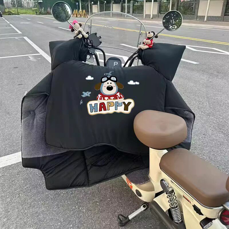 飞行员狗狗电动车挡风被冬季加绒加厚电瓶车摩托车防水防雨防风罩