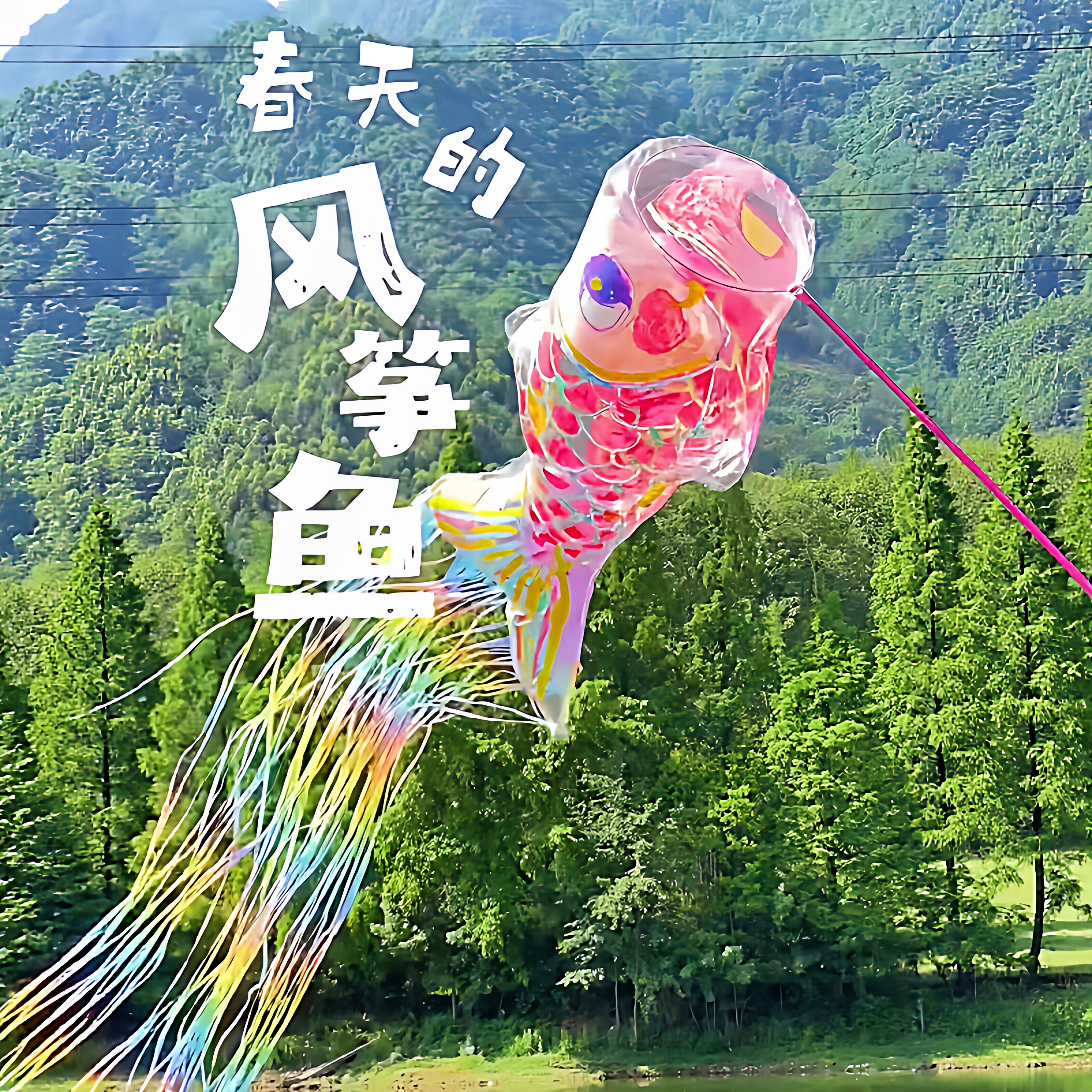 春天的风筝鱼！儿童手持飞鱼风筝diy材料包塑料袋幼儿园春游活动图片