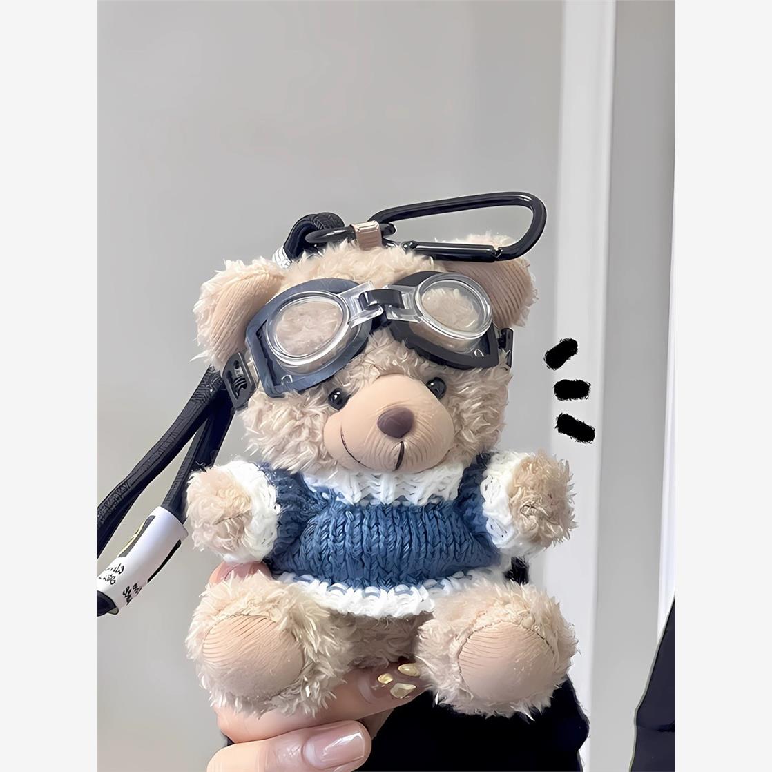 ins网红飞行员小熊毛绒挂件创意玩偶可爱熊公仔钥匙扣包挂饰礼物