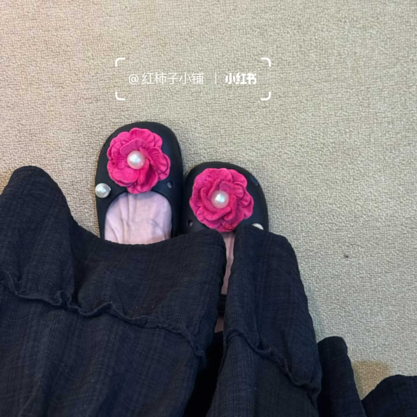 山茶花信鞋花芭蕾舞鞋洞洞鞋可爱女生装饰配饰适配crocs卡扣diy