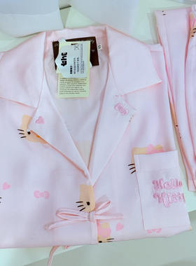 限量满印kitty猫睡衣套装女