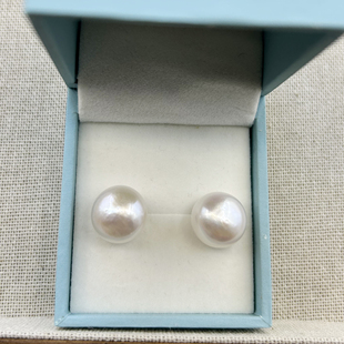 大点位特价天然淡水珍珠耳钉12-15mmS925银针