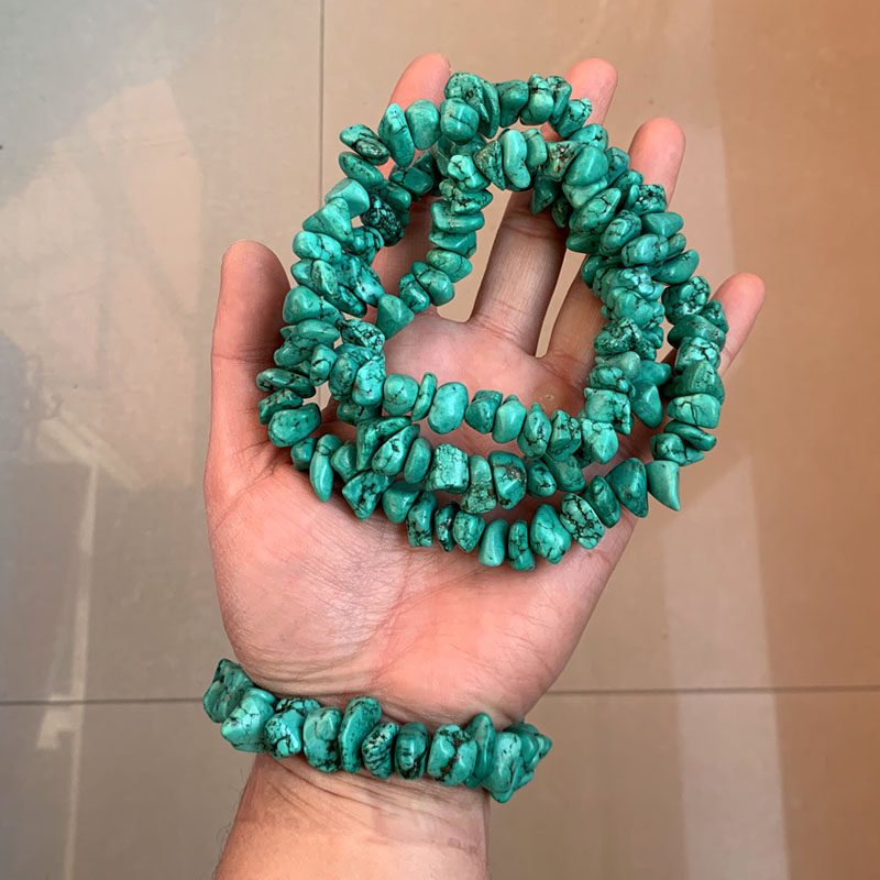 남성과 여성을위한 천연 원시 광석 청록색 모양 원시 돌 팔찌 목걸이 펜던트 양모 목걸이 펜던트 워터 드롭 핸들 장식품