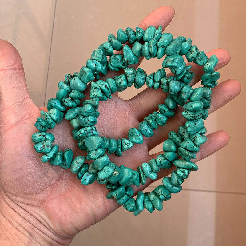 남성과 여성을위한 천연 원시 광석 청록색 모양 원시 돌 팔찌 목걸이 펜던트 양모 목걸이 펜던트 워터 드롭 핸들 장식품