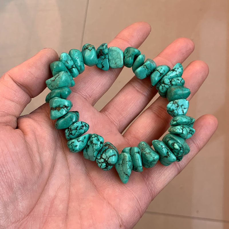 남성과 여성을위한 천연 원시 광석 청록색 모양 원시 돌 팔찌 목걸이 펜던트 양모 목걸이 펜던트 워터 드롭 핸들 장식품