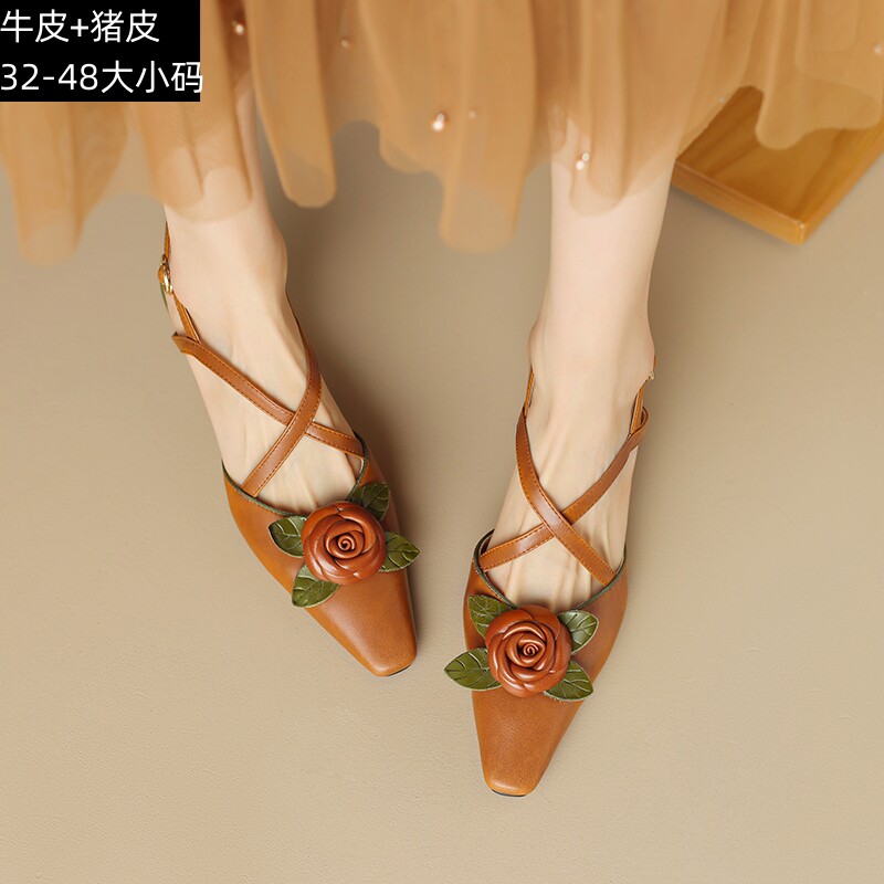 欧美外贸里外全皮交叉绑带女凉鞋