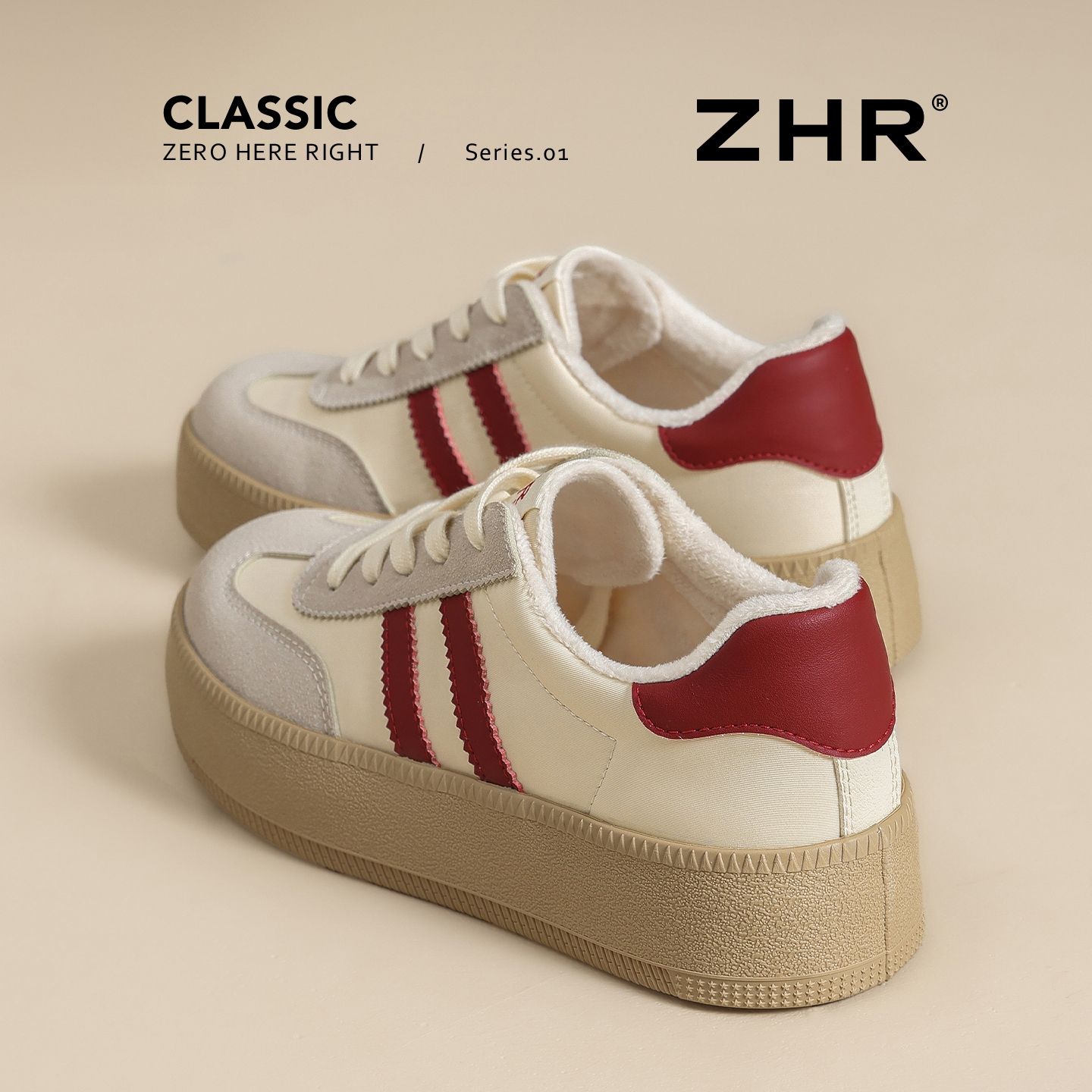 【4cm】加绒保暖复古德训鞋女