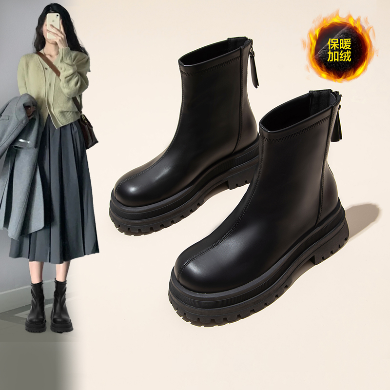 厚底英伦短靴女ZHR小个子