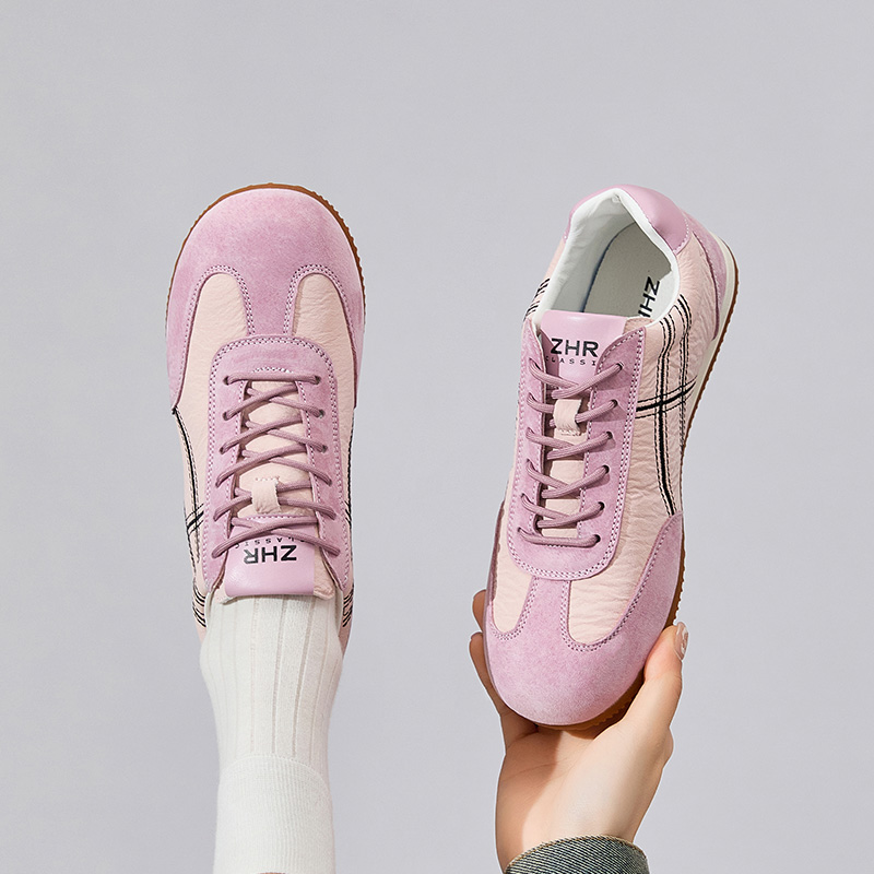 【头层猪皮】新款平底跑步鞋秋季舒适百搭女士休闲鞋德训鞋小白鞋