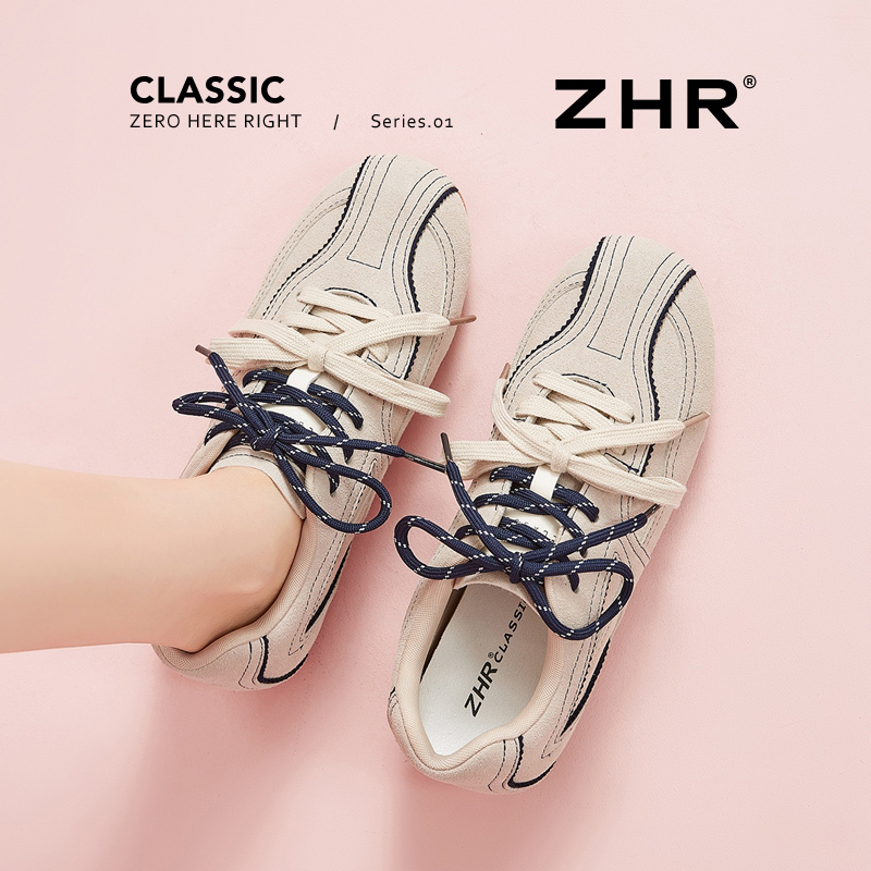 ZHR灰色平底德训鞋女芭蕾阿甘鞋