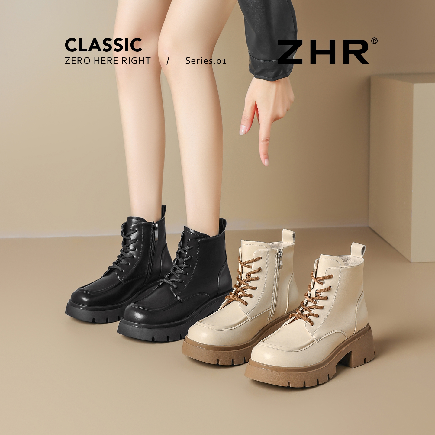 复古英伦风厚底小个子马丁靴短靴