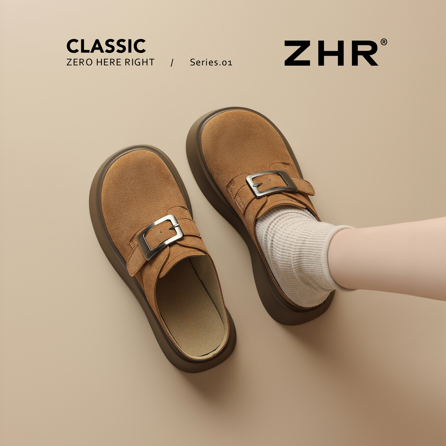 【T0P.1增高勃肯半拖鞋】