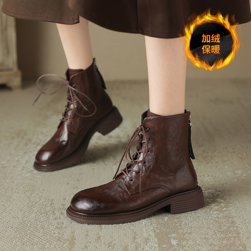 【加绒保暖】百搭时装靴女英伦风靴子女士秋冬季短靴马丁靴女靴子