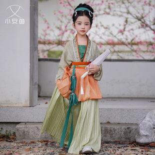 汉服女童宋制对襟衫中国风古装儿童古风摄影唐装宝宝套装春秋新款