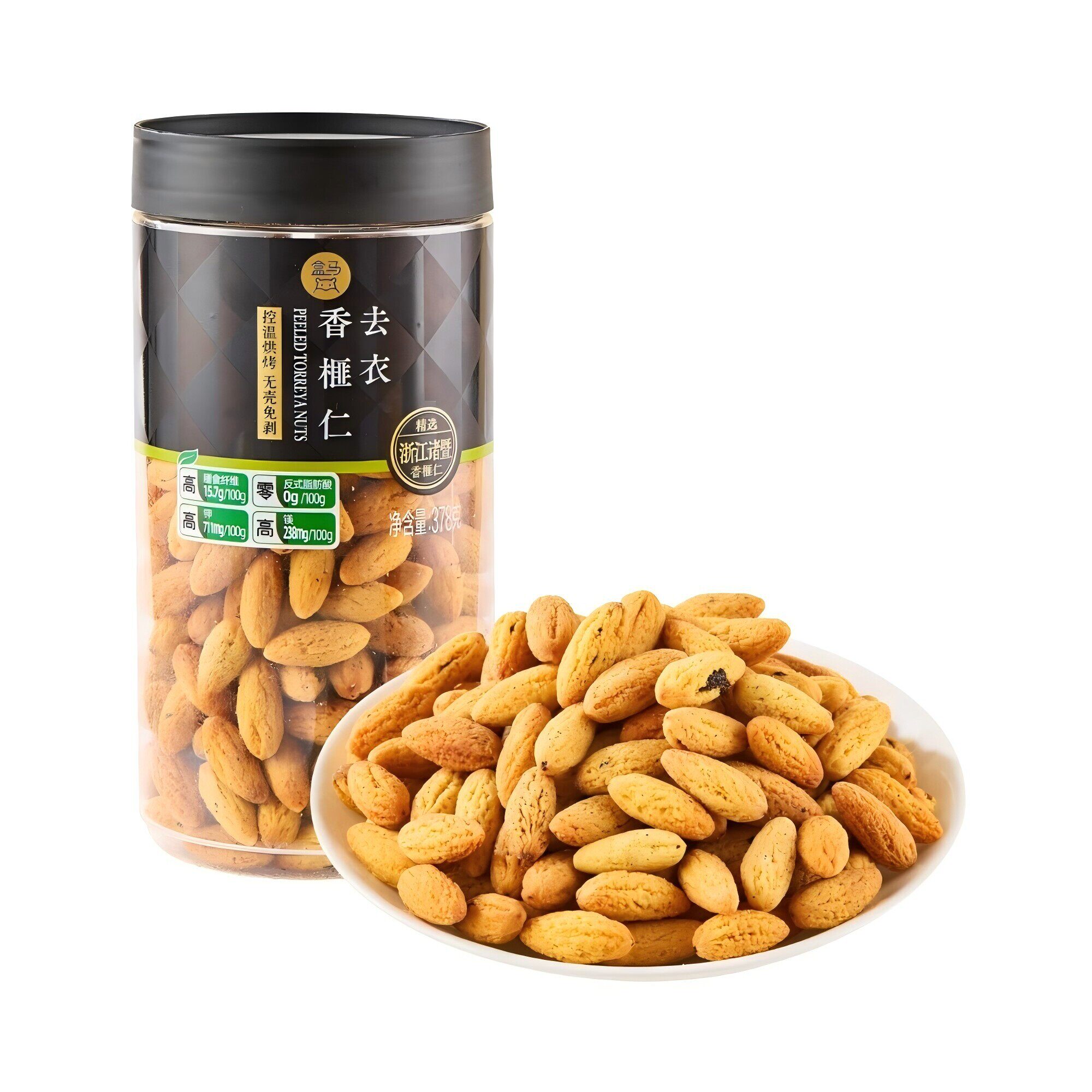 盒马代购去衣香榧仁370g罐装口感酥脆回甘坚果零食健康休闲小食品