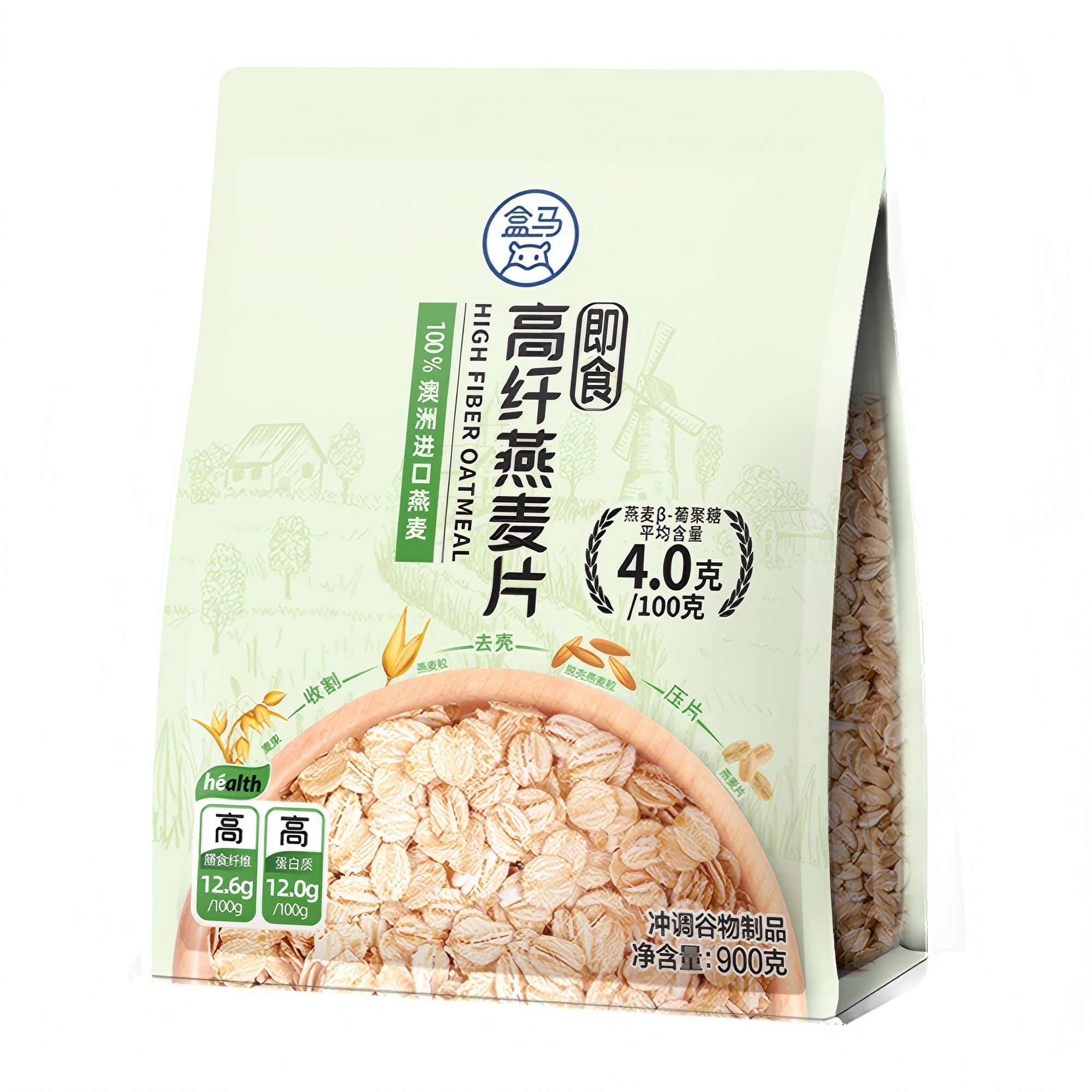 盒马代购高纤燕麦片即食900g袋装含膳食纤维口感软糯顺滑麦香浓郁,咖啡/麦片/冲饮,纯燕麦片,淘宝优惠券,粉丝福利购,淘宝优惠卷
