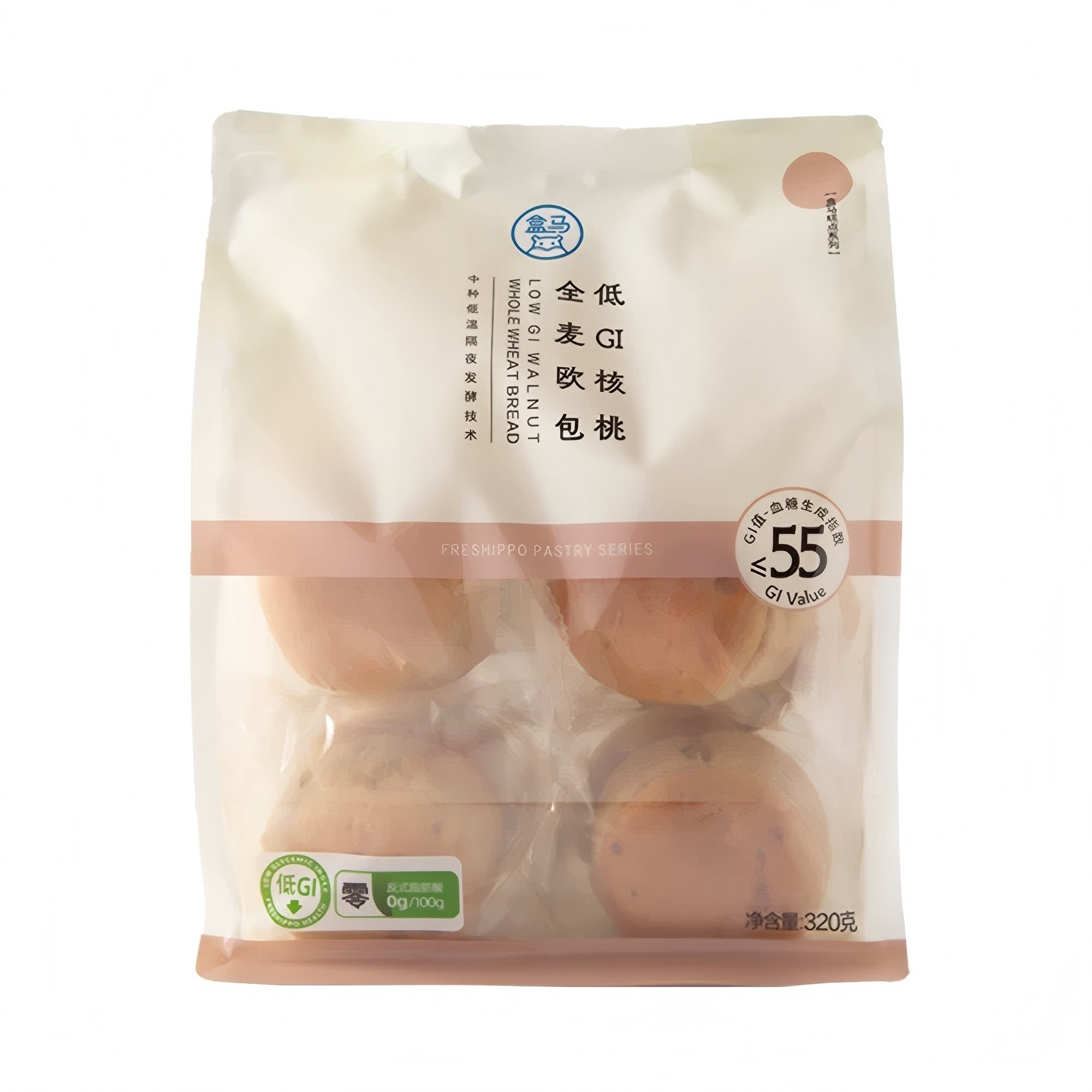 盒马  低GI核桃全麦欧包320g袋装低GI低脂低卡早餐代餐饱腹原味,零食/坚果/特产,手撕面包,淘宝优惠券,粉丝福利购,淘宝优惠卷