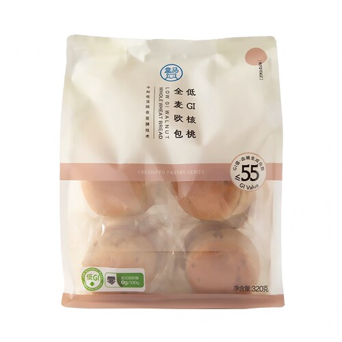盒马  低GI核桃全麦欧包320g袋装低GI低脂低卡早餐代餐饱腹原味