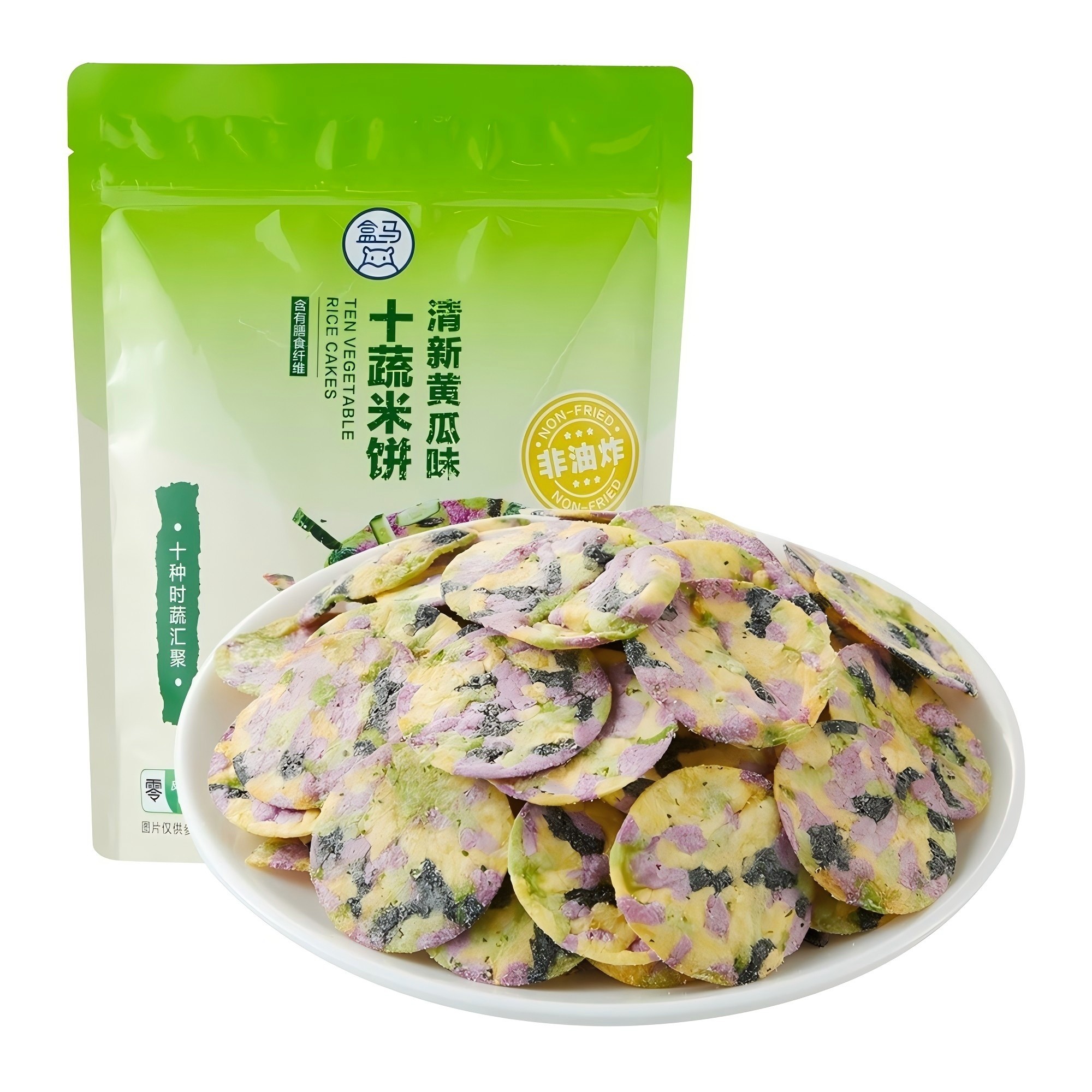 盒马十蔬米饼清新黄瓜味118g非油炸轻负担休闲零食代餐蔬菜饼干