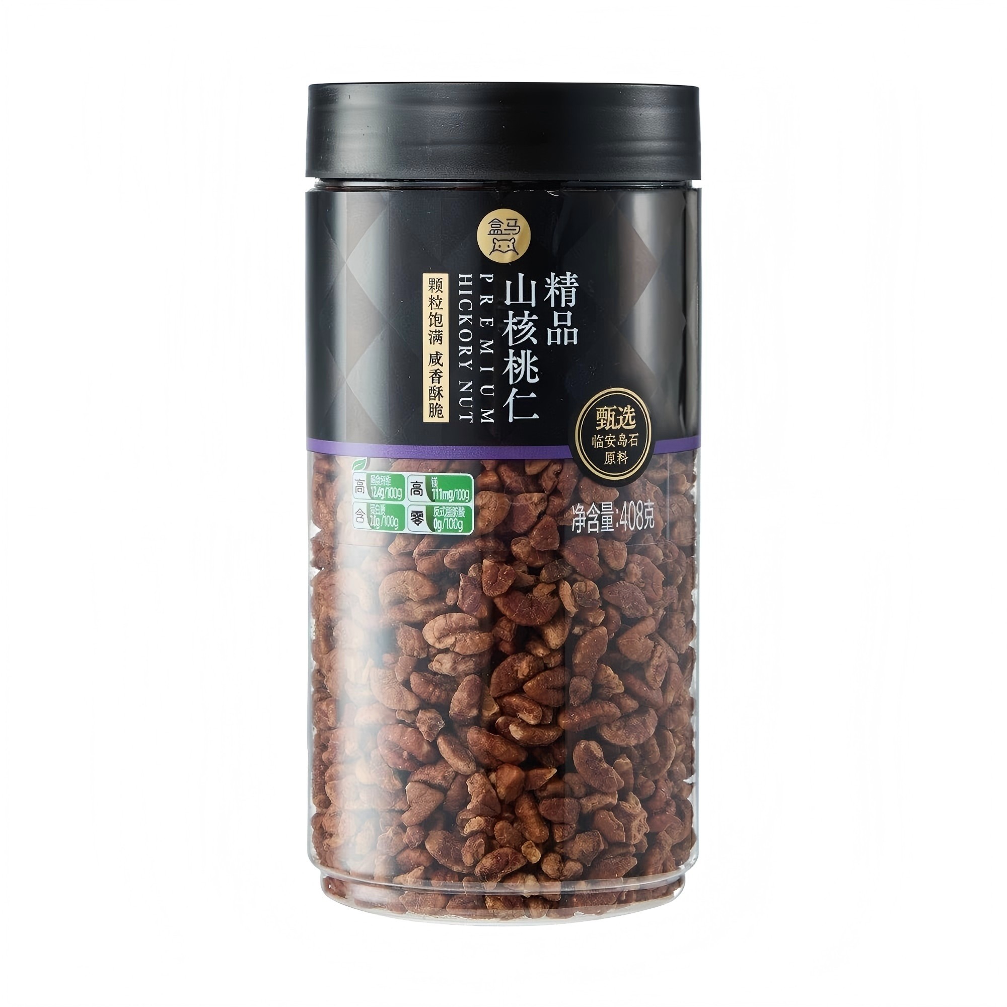 盒马 精品山核桃仁408g灌装原味醇香酥脆粒粒香醇休闲聚会零食