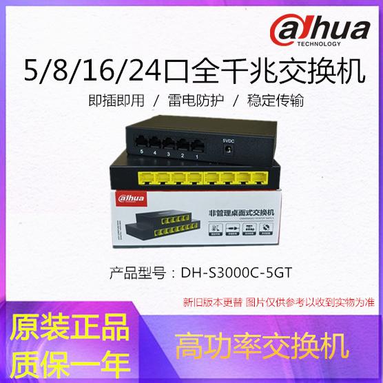 大华5/8/16/24口非网管千兆交换机铁壳高功率防雷交换机非POE型