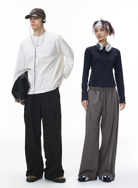 【PTECREW】巴黎斜纹解构剪裁长裤潮牌宽松弯刀休闲裤