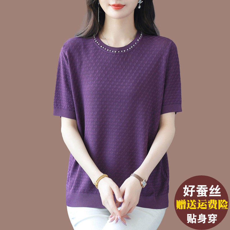 时尚洋派妈妈桑蚕丝针织