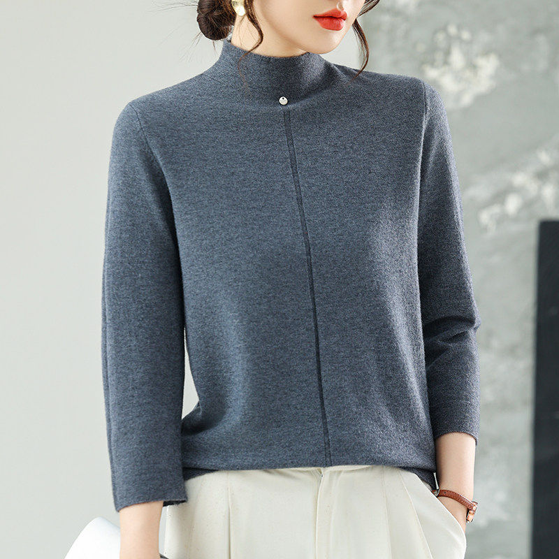 九分袖打底衫女薄款漂亮洋派百搭上衣2025新款半高领毛衣短款内搭