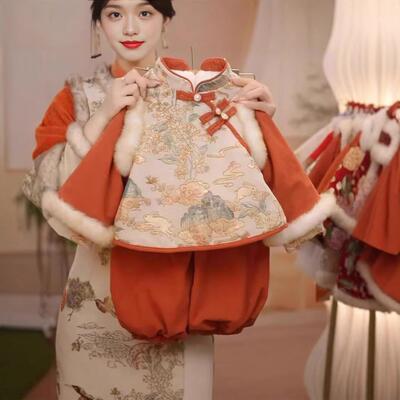 New Chinese-style套装 for Girls: Hanfu Dress Two-piece Set