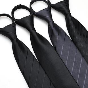 Men Zip Tie 正装黑色商务免打拉链男士职业结婚新郎韩版一拉领带