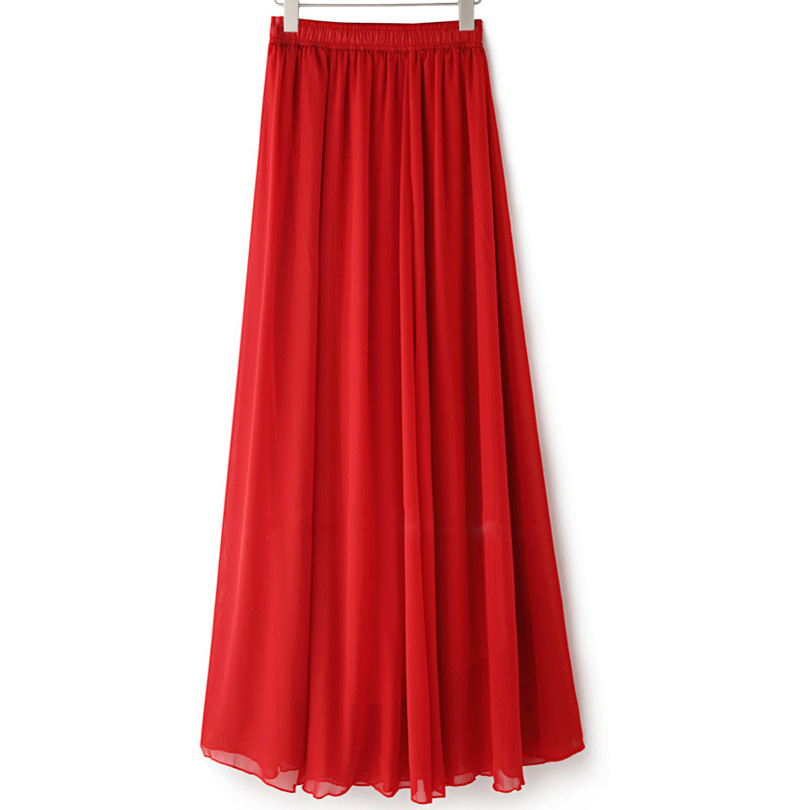 Fashionable big red skirt beach skirt雪纺半身裙子沙滩中长款