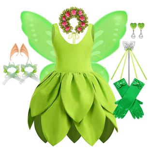 green elf necklace dress裙子 Halloween princess children