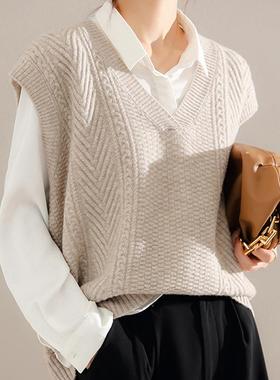 Vintage Fried Dough Twists Knitted Vest Women's Sweater Tank