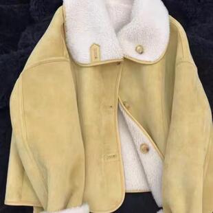 Womens Faux Fur Coat女2026秋冬加厚双面穿羊羔毛绒保暖短款外套