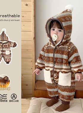 Baby's winter thickened and warm one-piece clothes婴儿连体衣