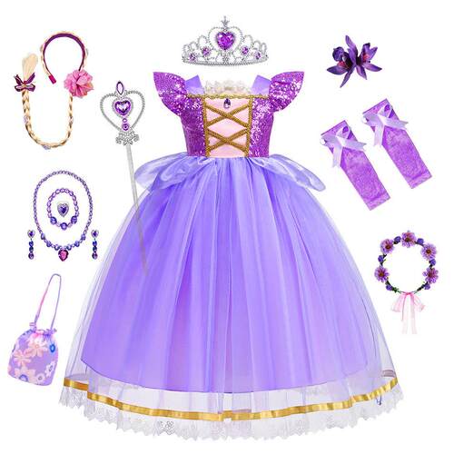 Princess Halloween Dress Princess Dress长发公主亮片裙子