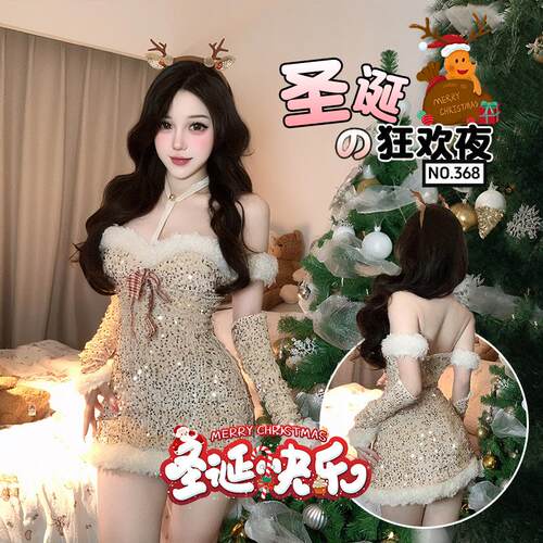 New Christmas bow hanging neck strapless dress圣诞蝴蝶结挂脖