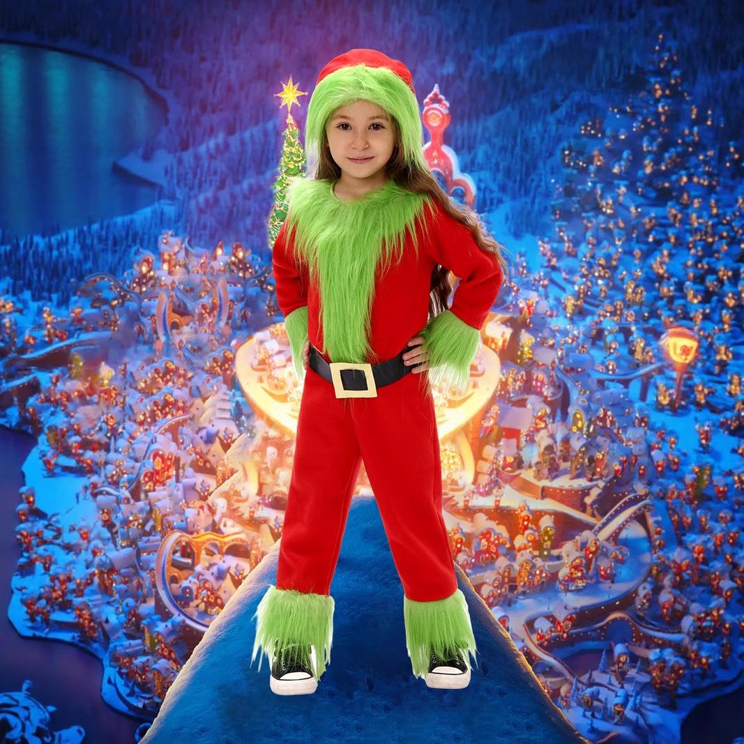 Christmas Green Haired Monster cosplay costume演出服圣诞表演