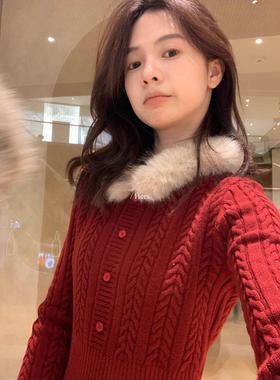 Slim-fitting long-sleeved knitted shirt autumn top针织衫上衣