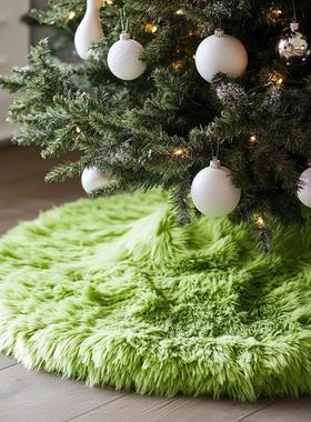 Green Plush Tree Skirt Fur Christmas Tree Skirt绿色毛绒树裙