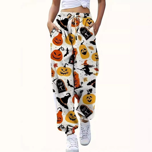 Halloween women's fashionable 3D printed ankle pants休闲裤女