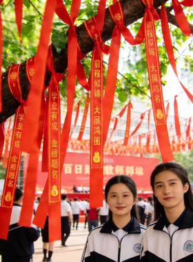 大红飘带金榜题名升学中高考百日冲刺活动丝带助威祈愿挂树红布条
