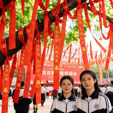 大红飘带金榜题名升学中高考百日冲刺活动丝带助威祈愿挂树红布条