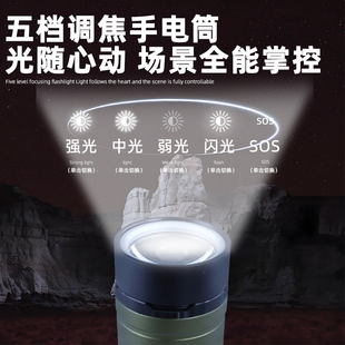 手电筒JY-2503充电超亮户外变焦登山巡逻超长续航便携激光可点火