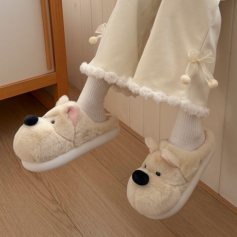 卡通西高地小狗棉拖居家棉拖鞋女加绒棉拖鞋男保暖鞋月子鞋包头拖