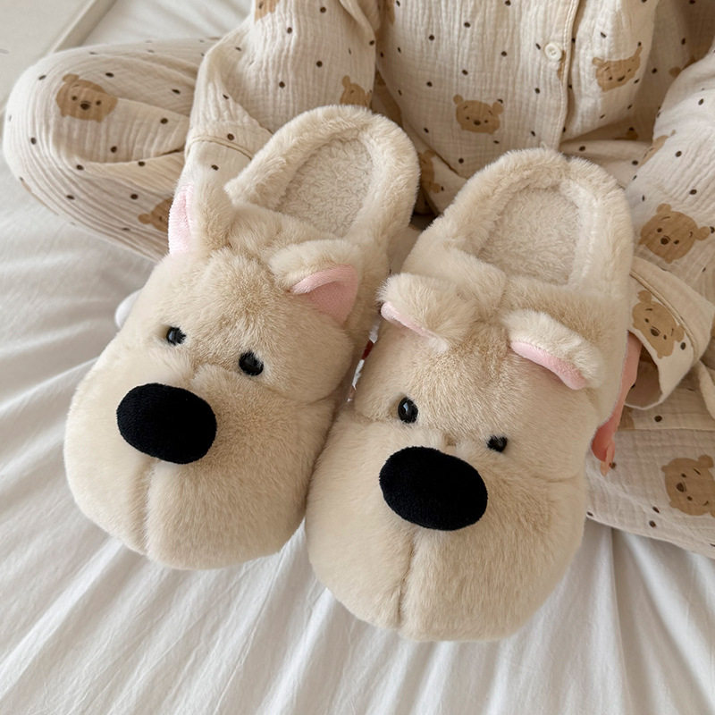 卡通西高地小狗棉拖居家棉拖鞋女加绒棉拖鞋男保暖鞋月子鞋包头拖