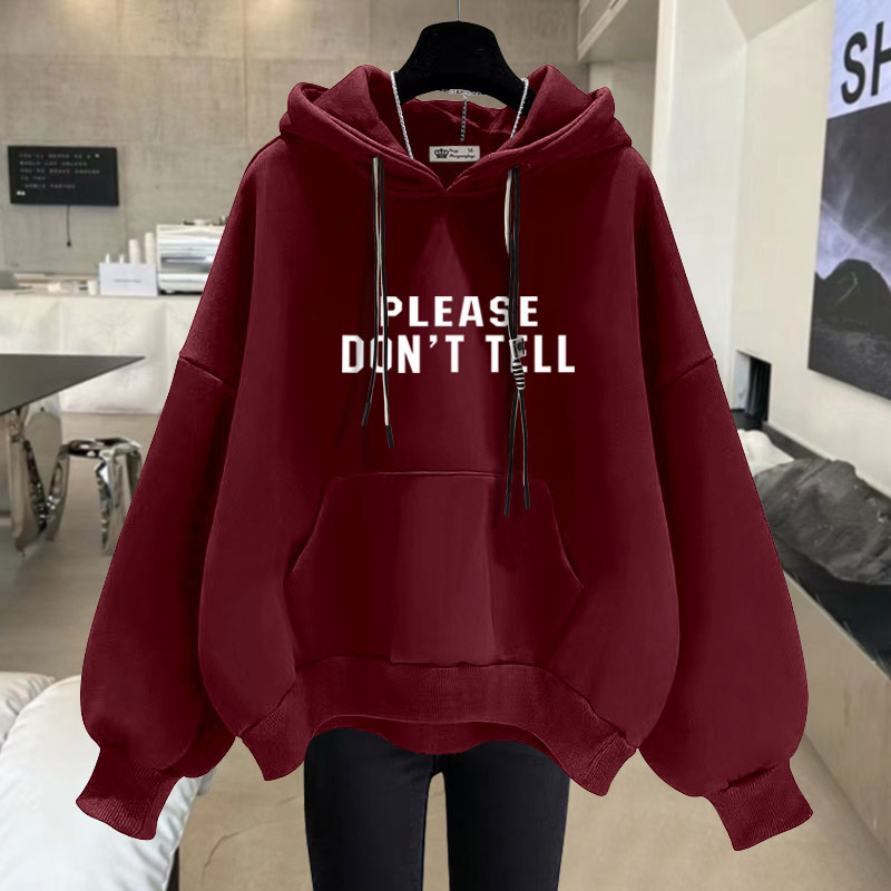 加绒宽松卫衣女春秋冬连帽卫衣女