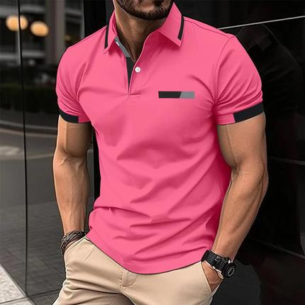 Men's polo shirt 夏季大码男休闲POLO衫翻领纽扣长袖商务T恤上衣